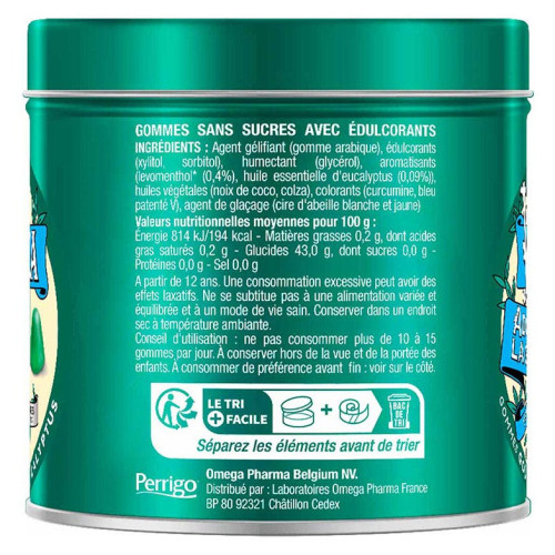 Valda Gommes Menthe Eucalyptus 140g - Adoucit la Gorge