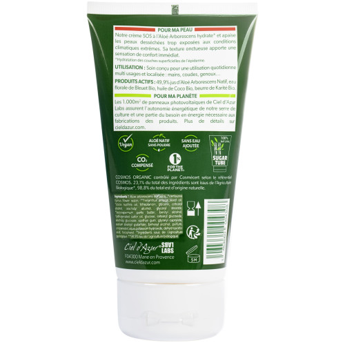 PUR ALOE Crème SOS 150ml - Hydrate et Apaise Peaux Sèches