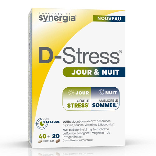 SYNERGIA D-Stress Jour Nuit 60 Comprimés - Gestion Stress Sommeil