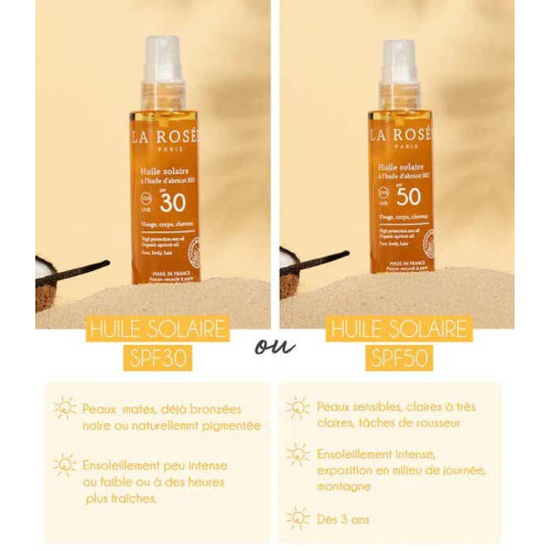 Huile Solaire SPF50 La Rosée 150ml - Protection et Bronzage Durable