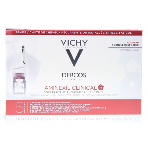 VICHY Dercos Aminexil Clinical 5 Femmes 21 Monodoses - Anti-chute VICHY Dercos Aminexil Clinical 5 Femmes 21 Monodoses - Anti-chute