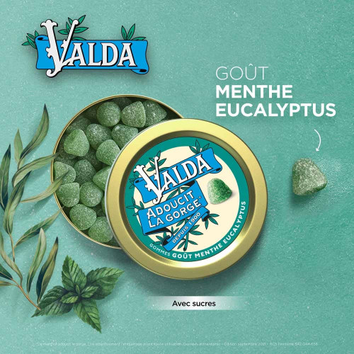 Valda Gommes Menthe Eucalyptus 140g - Adoucit et Calme Gorge