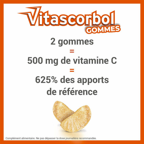 Vitascorbol Gommes Vitamine C 45 gommes - fatigue et système immunitaire