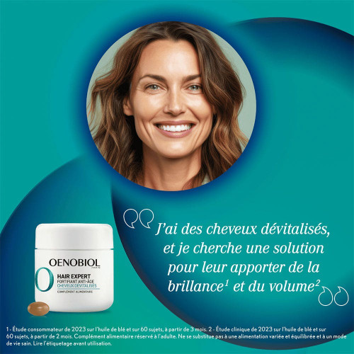 HAIR EXPERT - Fortifiant Anti-Âge - Cheveux Dévitalisés - Programme de 2 mois, 2x30 Capsules