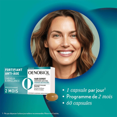 HAIR EXPERT - Fortifiant Anti-Âge - Cheveux Dévitalisés - Programme de 2 mois, 2x30 Capsules