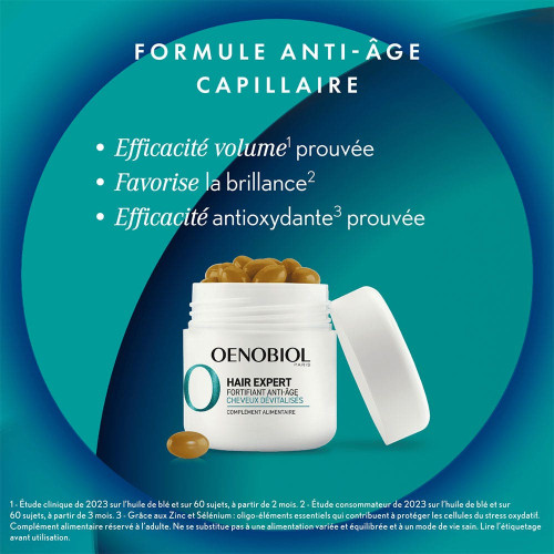 HAIR EXPERT - Fortifiant Anti-Âge - Cheveux Dévitalisés - Programme de 2 mois, 2x30 Capsules