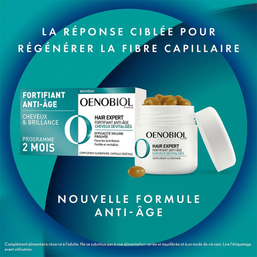 HAIR EXPERT - Fortifiant Anti-Âge - Cheveux Dévitalisés - Programme de 2 mois, 2x30 Capsules