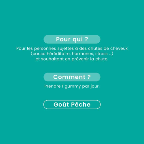 Sublimes Cheveux Anti-Chute Goût Pêche 30 Gummies