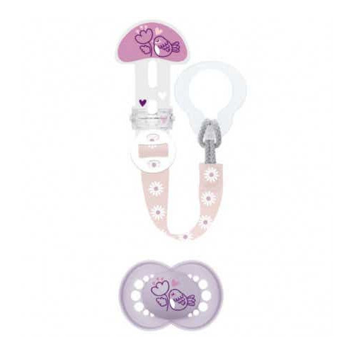 Kit sucette silicone et attache-sucette +6 mois