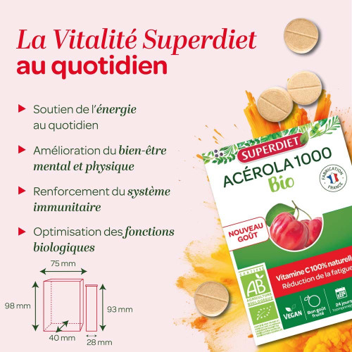Acérola 1000 Bio 24 comprimés à croquer