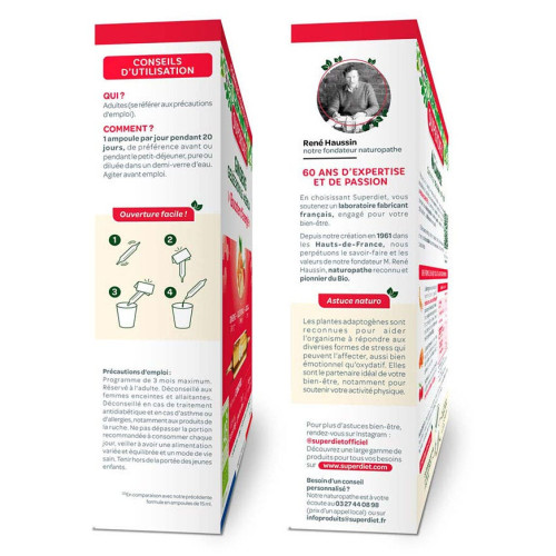 Superdiet Ginseng Gelée Royale Acerola Bio Booster d'énergie 20x10ml