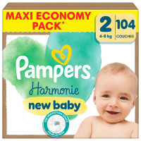 HARMONIE NEW BABY Couches Taille 2 De 4 à 8 kg Maxi Pack 96 Unités