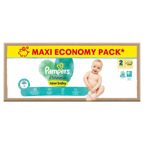 HARMONIE NEW BABY Couches Taille 2 De 4 à 8 kg Maxi Pack 96 Unités
