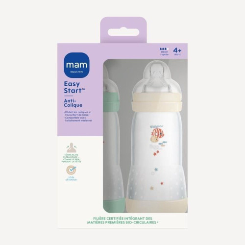 Easy Start débit rapide biberon Vert + Beige 2 x 320 ml