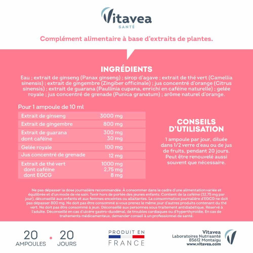 Force G booster shot énergie immédiate 20 ampoules
