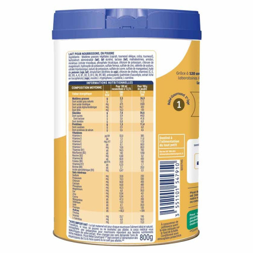 Picot Expert Bébé Gourmand 1er Âge 800g Sans Huile de Palme DHA