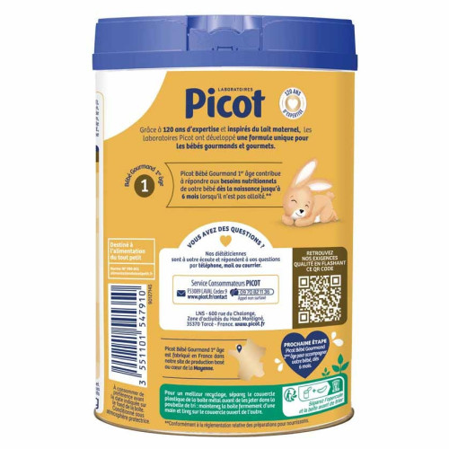Picot Expert Bébé Gourmand 1er Âge 800g Sans Huile de Palme DHA