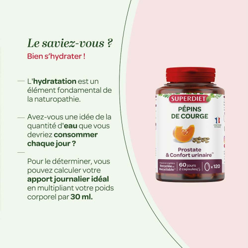 Superdiet Pépins de Courge 120 Capsules Confort Urinaire Homme