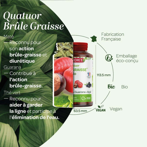 Superdiet Quatuor Maté Brûle-Graisse 150 Comprimés Vegan Minceur Bio