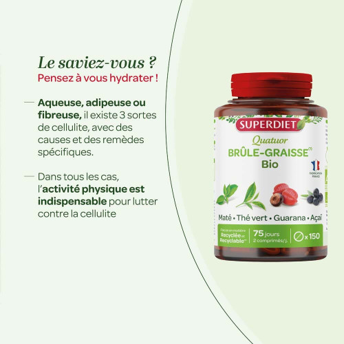 Superdiet Quatuor Maté Brûle-Graisse 150 Comprimés Vegan Minceur Bio