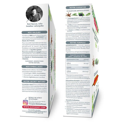 Superdiet Quatuor Articulations Bio 20 Ampoules Mobilité Articulaire