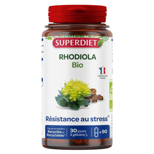 Superdiet Rhodiola Bio 90 gélules - Réduit stress et fatigue - Pharma360