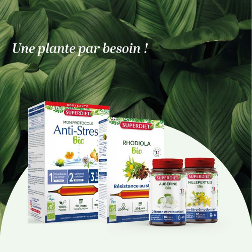 Superdiet Rhodiola Bio 90 gélules - Réduit stress et fatigue - Pharma360