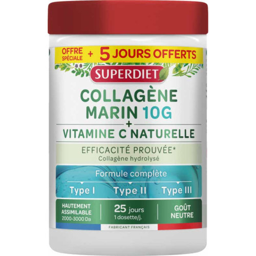 SUPER DIET Collagène Marin Vitamine C 262.5g Peau Jeune Articulations