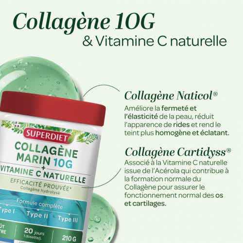 SUPER DIET Collagène Marin Vitamine C 262.5g Peau Jeune Articulations