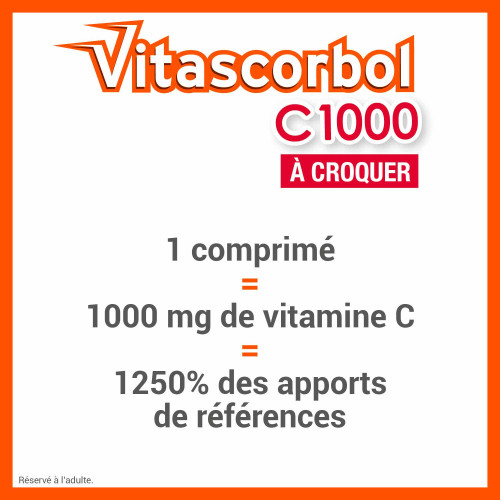 Vitascorbol C 1000 : Comprimés croquants, 1000 mg vitamine C