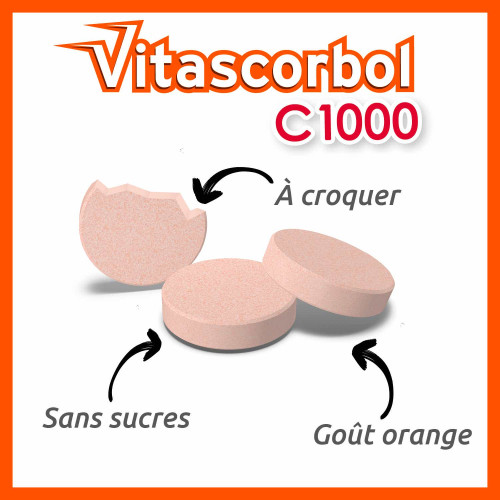 Vitascorbol C 1000 : Comprimés croquants, 1000 mg vitamine C
