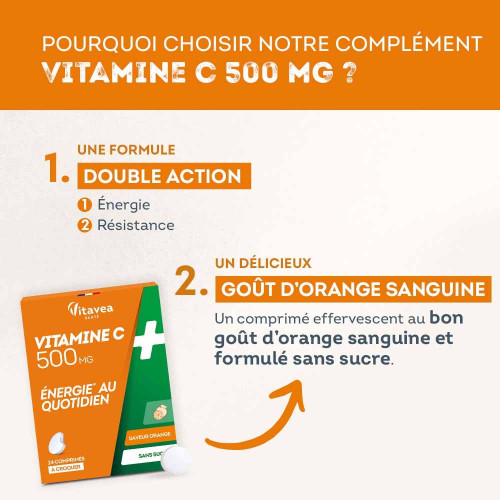 Vitavea Vitamine C 500mg - Comprimés croquants, 24 pièces, sans sucre