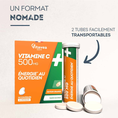 Vitavea Vitamine C 500mg - Comprimés croquants, 24 pièces, sans sucre