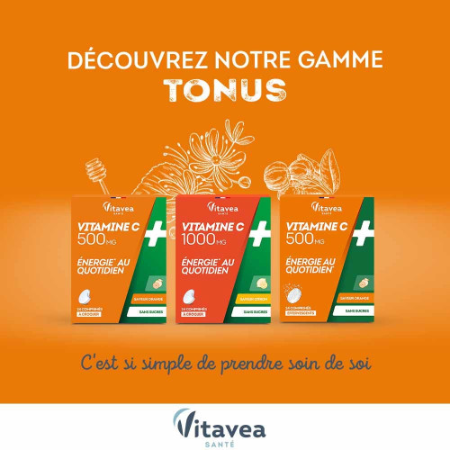 Vitavea Vitamine C 500mg - Comprimés croquants, 24 pièces, sans sucre