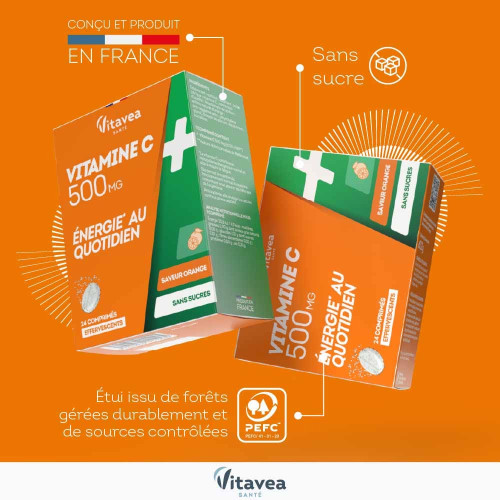 Comprimés effervescents VITAVEA - 500mg Vit C, immunité renforcée