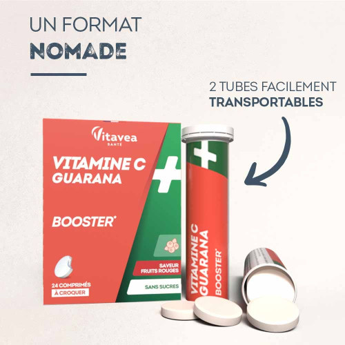 VITAVEA Vitamine C+Guarana : Énergie & Vitalité en Comprimés Croquants