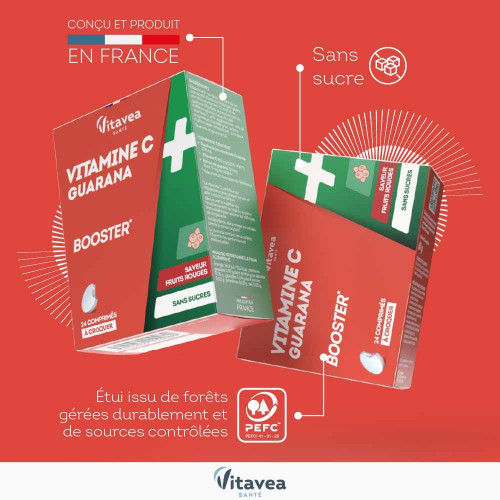 VITAVEA Vitamine C+Guarana : Énergie & Vitalité en Comprimés Croquants
