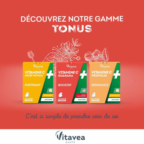 VITAVEA Vitamine C+Guarana : Énergie & Vitalité en Comprimés Croquants