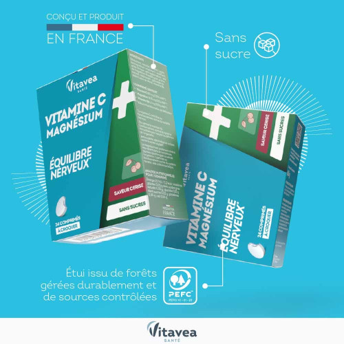 Complément VITAVEA : Vit C+Magnésium pour Vitalité & Réduction Fatigue