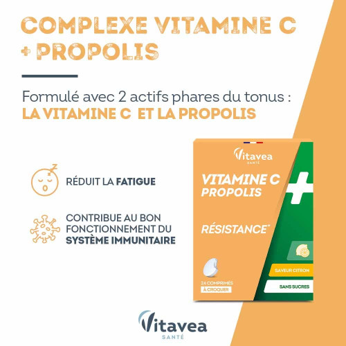 VITAVEA Vit C+Propolis : Renforce immunité et réduit fatigue