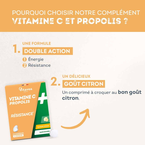 VITAVEA Vit C+Propolis : Renforce immunité et réduit fatigue