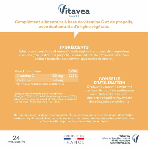 VITAVEA Vit C+Propolis : Renforce immunité et réduit fatigue