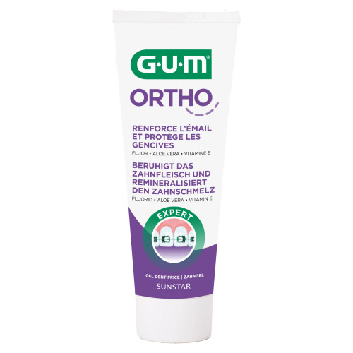 GUM Ortho Dentifrice Gel 75mL - Protection et Fraîcheur Menthe Verte