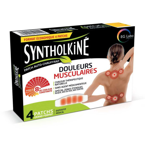 SYNTHOLKINE Patchs Chauffants 4 Patchs - Soulage Douleurs Musculaires