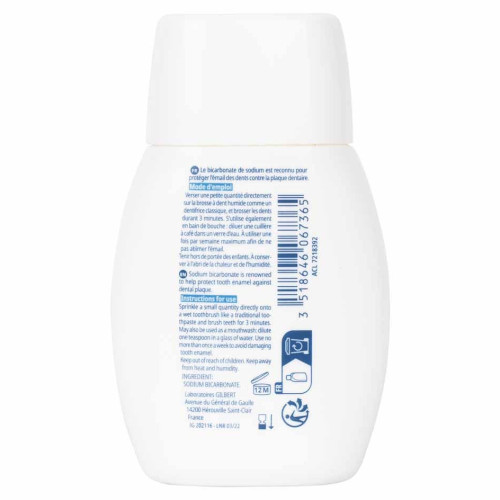 Gilbert Dentidose Bicarbonate 75g - Protection Émail et Anti-Plaque