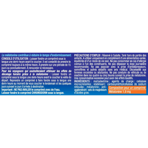 IPRAD ChronoDorm Mélatonine 1,9mg 30 Comprimés - Sommeil Réparateur