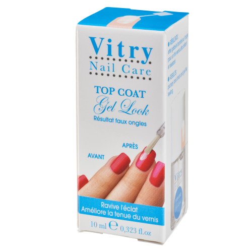 Vitry Nail Care Top Coat Gel Look 10ml - Eclat et effet faux-ongles