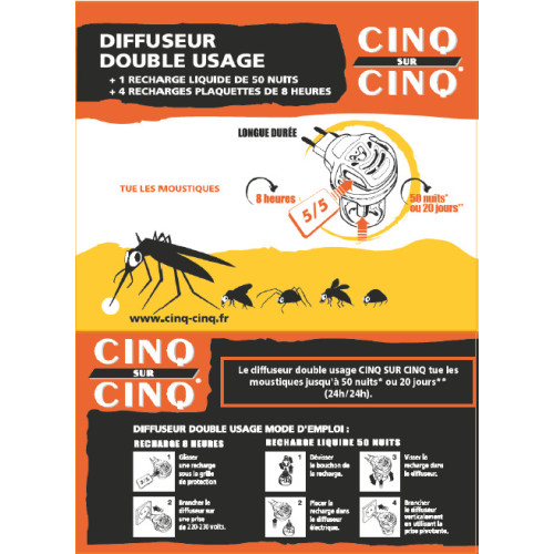 Cinq sur Cinq Diffuseur Double Usage 1 - Protection 45 nuits