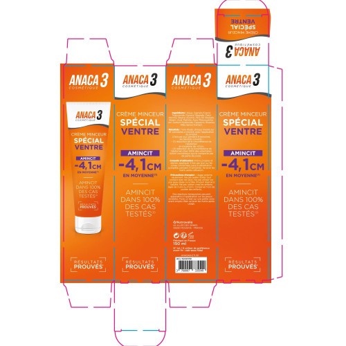 Anaca3 Crème Minceur Ventre 150ml - Réduction Abdomen 4.1cm