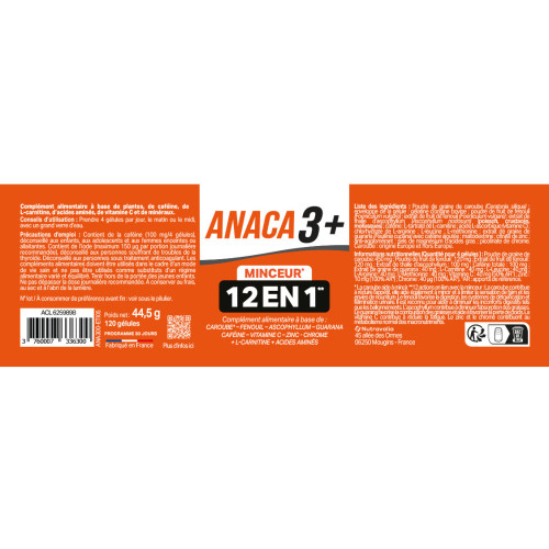 ANACA3 Minceur 12 en 1 120 Gélules - Boostez votre perte de poids